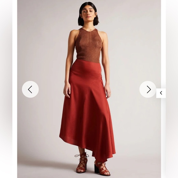 Ted Baker Women Brown Metallic Finish Racerback Tank Top - Picture 2 of 12